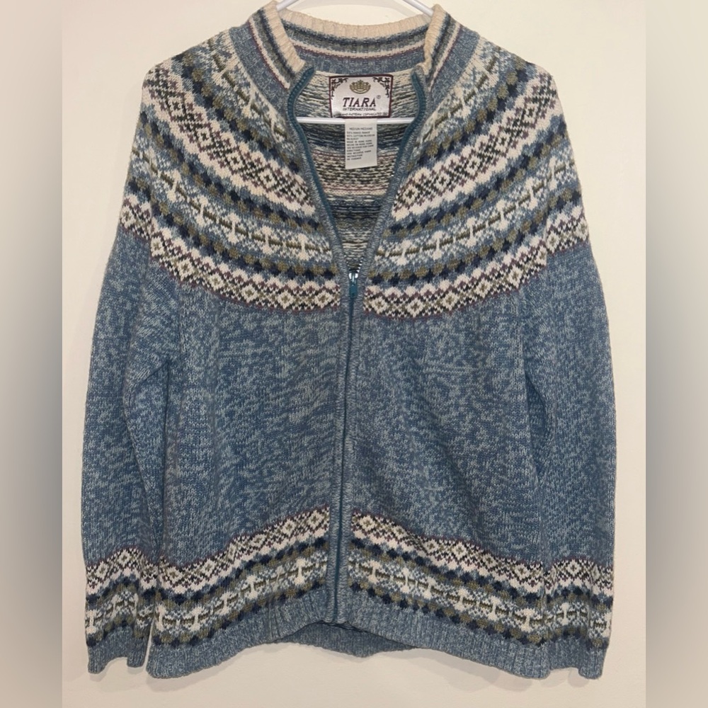 VTG Tiara International Zip Up Sweater Sz M